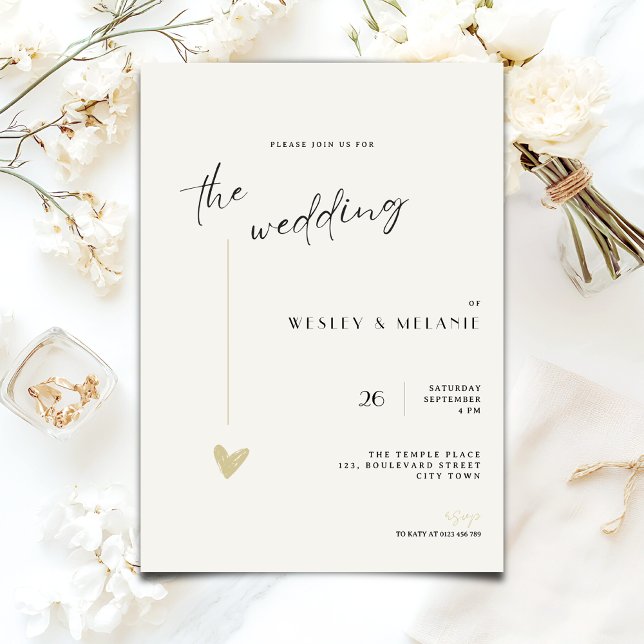 The wedding Invitation - Minimalist Black and Gold (Créateur téléchargé)