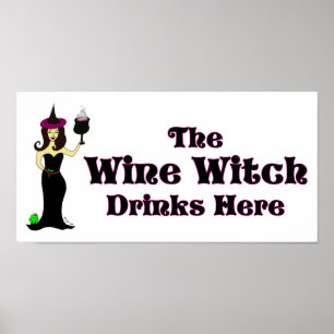 "The Wine Witch Dracks Here" Poster du bar d'Hallo