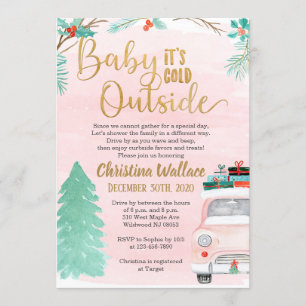 The Winter Drive By Baby Shower Invitations for Gi