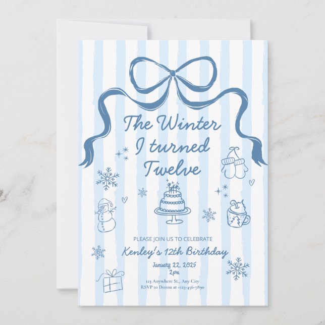 The Winter I turned 12 Birthday Invitation (Devant)