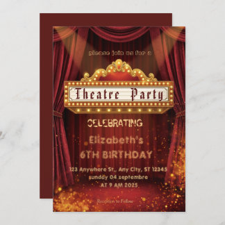 Theatre Marquee Party Invitation – Birthday invite