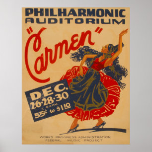 Théâtre Vintage Carmen Opéra Poster WPA