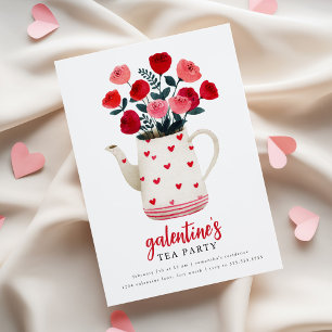 Théière de la fête de Galentine Fleurie Invitation