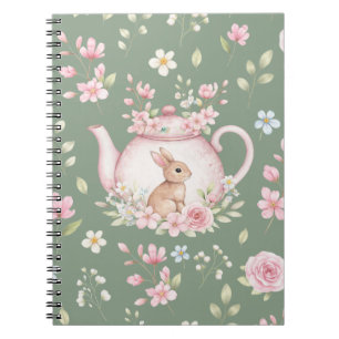 Théière de lapin fantaisiste Cahier de printemps f