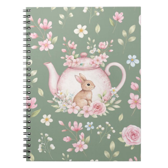 Théière de lapin fantaisiste Cahier de printemps f (Devant)
