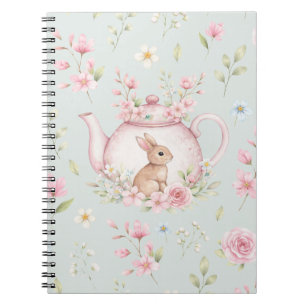 Théière de lapin fantaisiste Cahier de printemps f