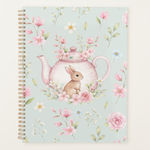 Théière de lapin fantaisiste - Cahier floral de pr