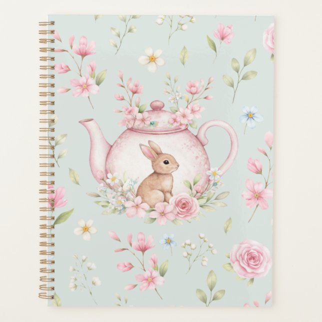 Théière de lapin fantaisiste - Cahier floral de pr (Devant)