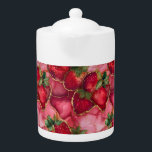 Théière de porcelaine de fraise d'été à l'encre d'<br><div class="desc">Théière de porcelaine de fraise d'été à l'encre d'alcool</div>