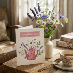 Théière Florale Fantaisiste Carte de Bonne Fête de