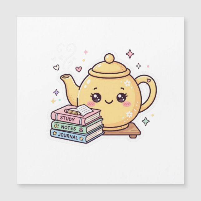 Théière Mignonne Kawaii Cahier de Notes Autocollan (Devant)