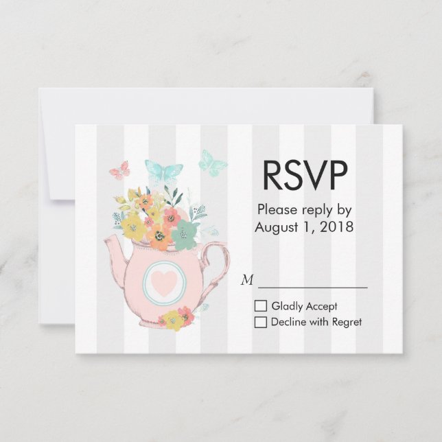 Théière rose avec fleurs et papillons RSVP (Devant)