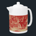 Théière rouge d'impression de Toile de pays<br><div class="desc">La théière rouge d'impression de Toile de pays français vintage choisissent votre taille !</div>