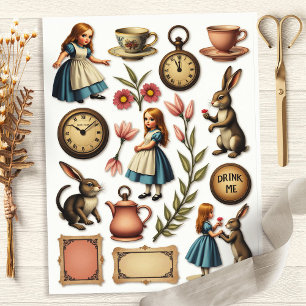Thème Alice Tea Party Fussy Cut Wonderland Vintage