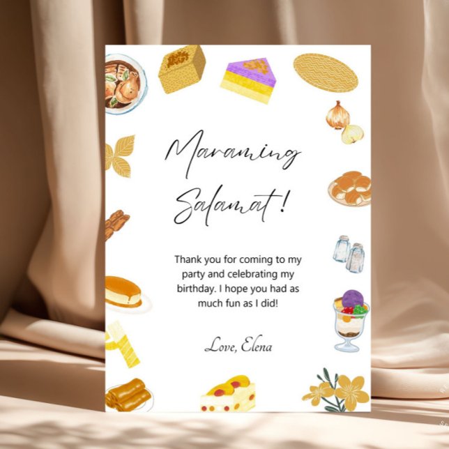 Thème alimentaire philippin Carte de remerciements (Filipino Thank You Card Editable and Printable Philippines Themed After Party Thank You Card, Marami)