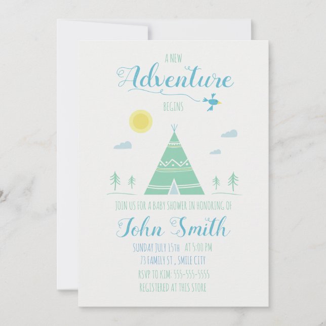 Thème aventure - invitation baby shower (Devant)