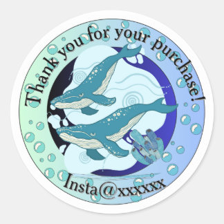 Thème baleine | Autocollant Merci |