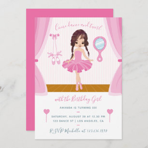 Thème Ballerina rose Anniversaire Invitation