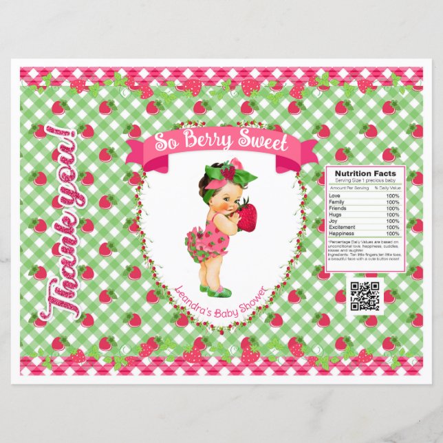 Thème Bébé Fraise Sac à Puce Rose Gingham (Devant)