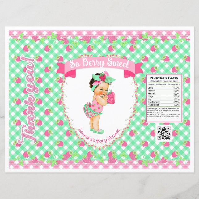 Thème Bébé Fraise Sac à puces Rose & Gingham Menth (Devant)