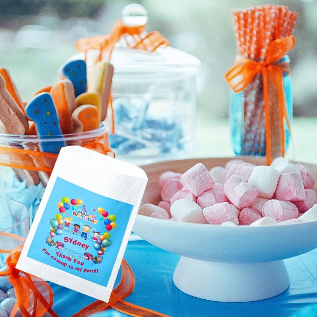 Thème Bleu Anniversaire Merci Favoriser les sacs (Créateur téléchargé)