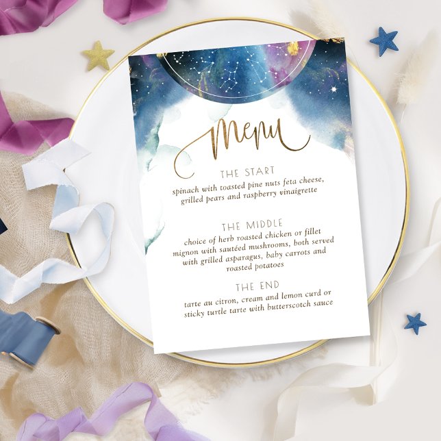 Thème céleste élégant et unique Menu aquarelle (Créateur téléchargé)