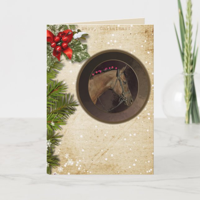 Thème Cheval Carte de Noël & Enveloppe ; Personnal (Devant)
