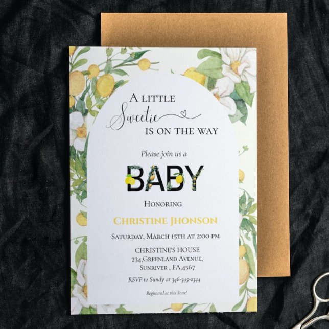 Thème citron petite invitation baby shower sucrée (Créateur téléchargé)
