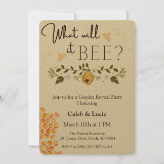 Thème d'abeilles Genre Révéler une fête Invitation