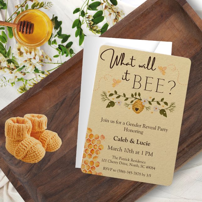 Thème d'abeilles Genre Révéler une fête Invitation (Créateur téléchargé)