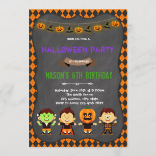 Thème d'anniversaire d'Halloween Invitation