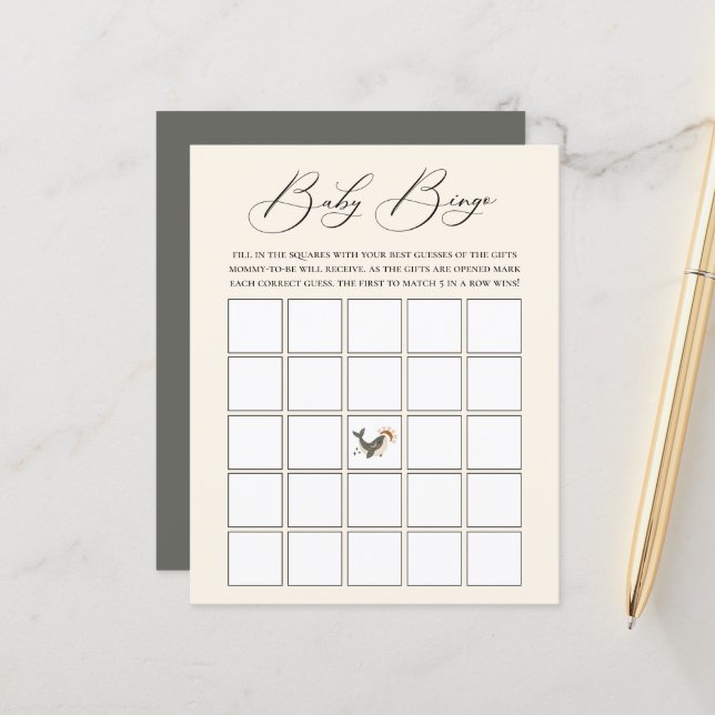 Thème de baleine céleste Bingo Jeu (Devant/Arrière en situation)