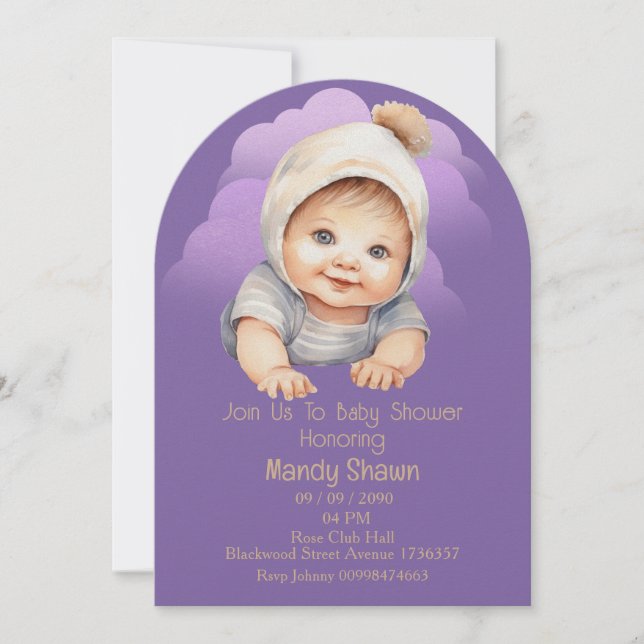 Thème de bébé mignon pour Invitation de Baby Showe (Devant)