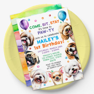 Thème de chien Anniversaire Fête Invitation