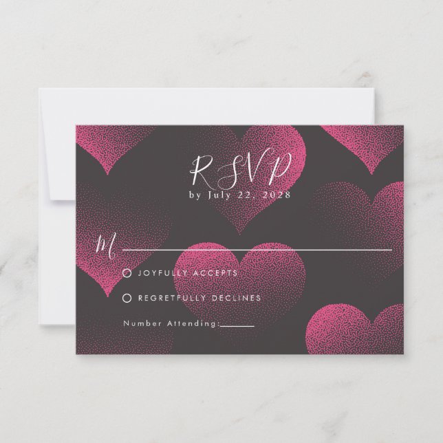 Thème de cœur rouge simple pour RSVP de mariage (Devant)