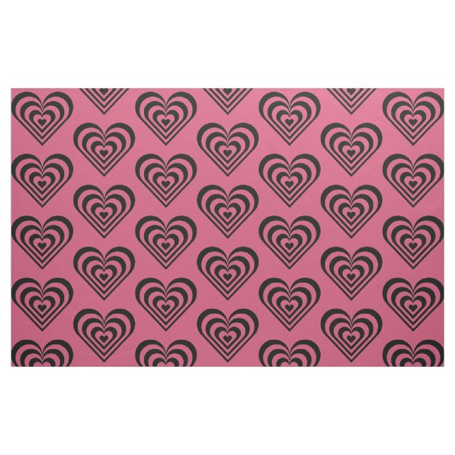 Thème de coeur Tissu d'impression rose chaud (Fat Quarter)