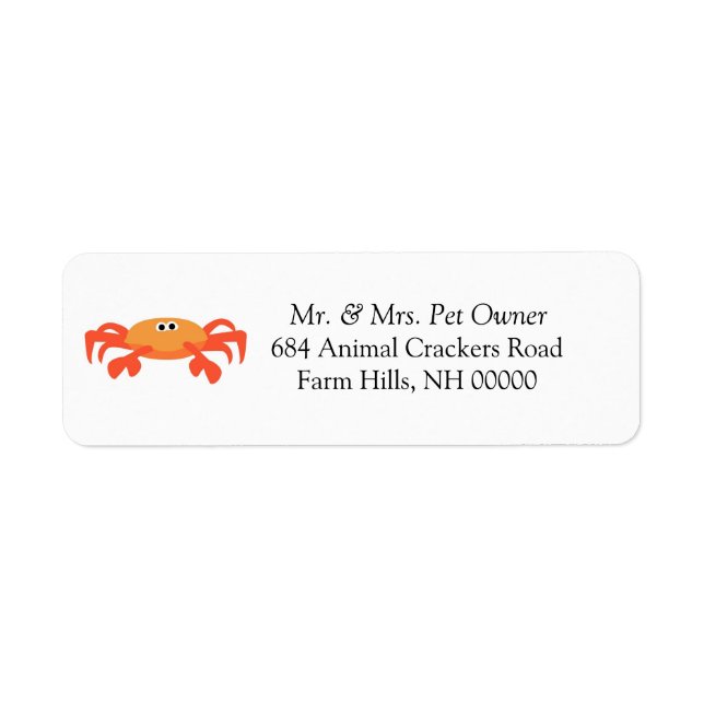 Thème de crabe Adresse de retour Étiquettes Sticke (Devant)