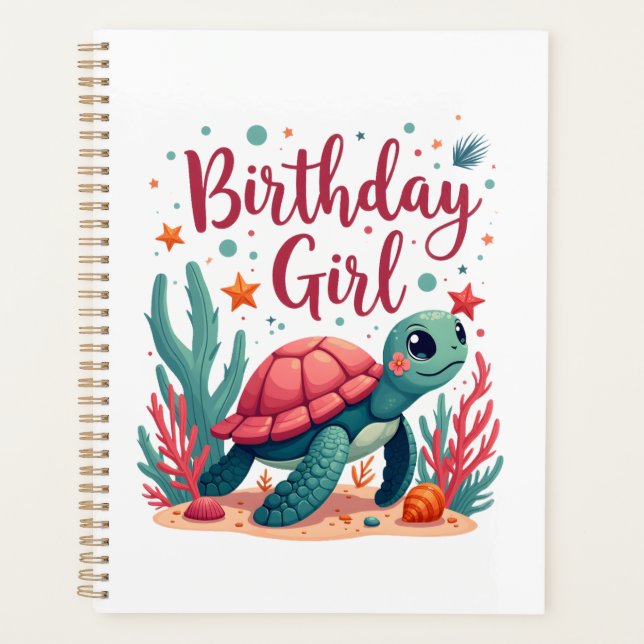 Thème de fête d'anniversaire Tortue de mer Fille d (Devant)