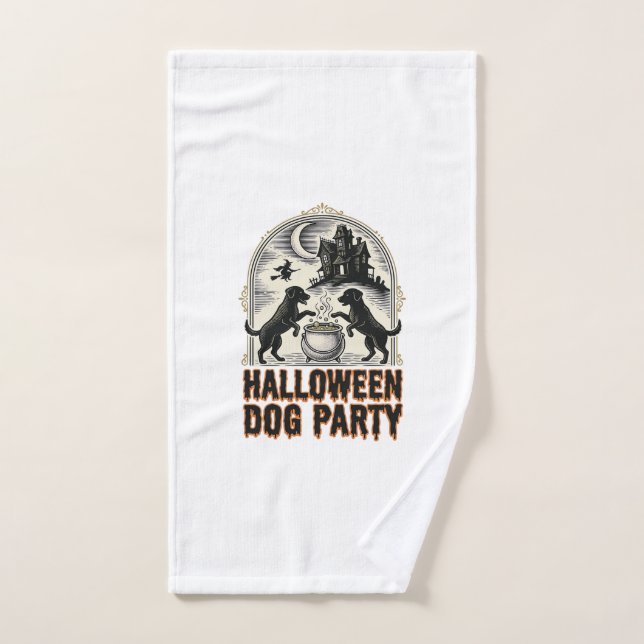 Thème de fête pour chien Halloween Chaudron de sor (Serviette à main)
