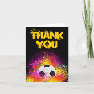 Thème de football en néon coloré Merci Carte de no