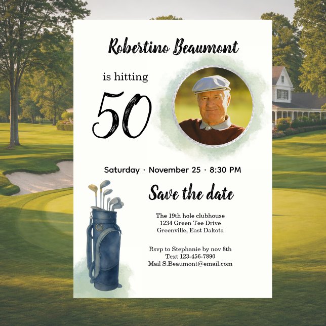 Thème de golf pour la carte d'attente du 50e anniv (Créateur téléchargé)