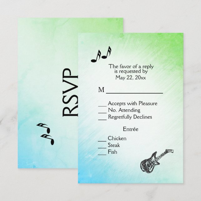 Thème de guitare Funky Greens RSVP avec choix de m (Devant / Derrière)