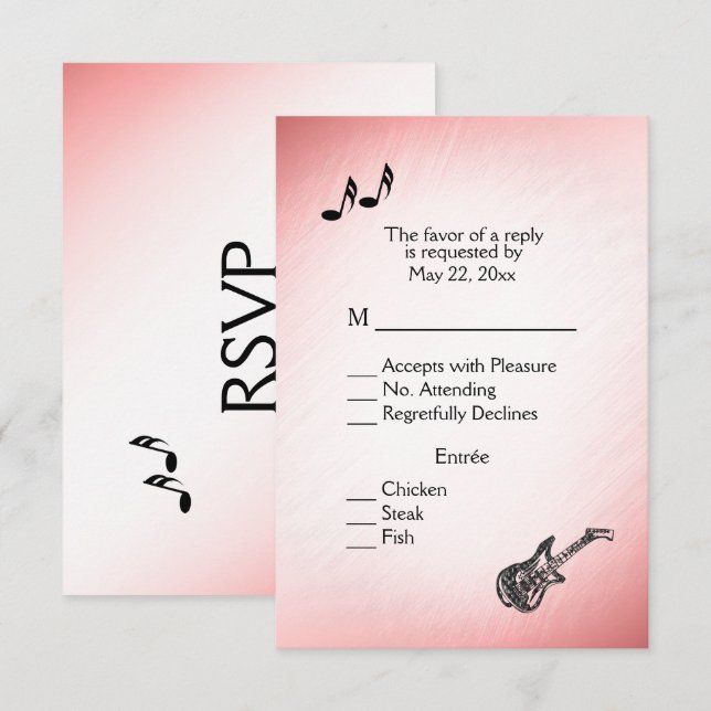 Thème de guitare Pink Blush RSVP avec choix de men (Devant / Derrière)