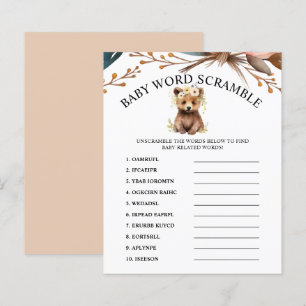 Thème de l'ours rustique Baby shower de mots Jeu d