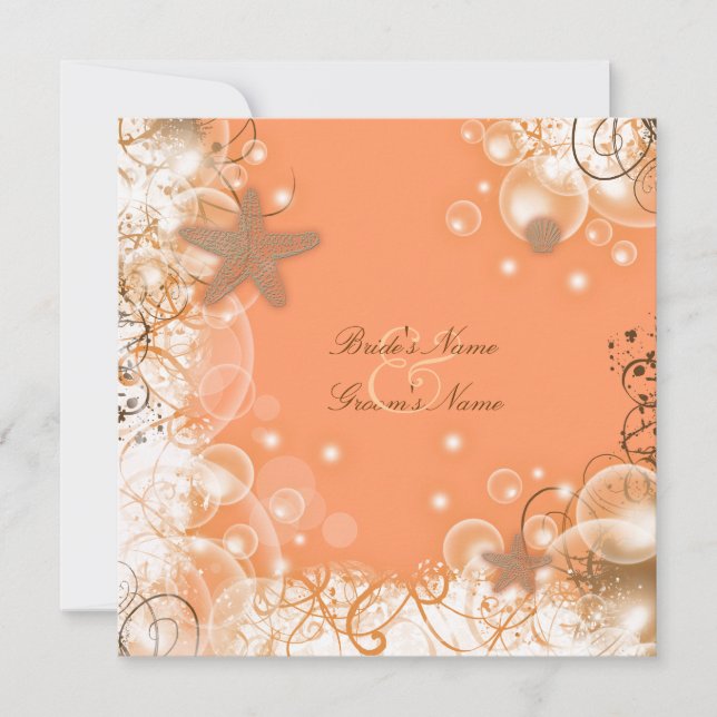 Thème de mariage sur la plage ~ élégante carte de  (Devant)
