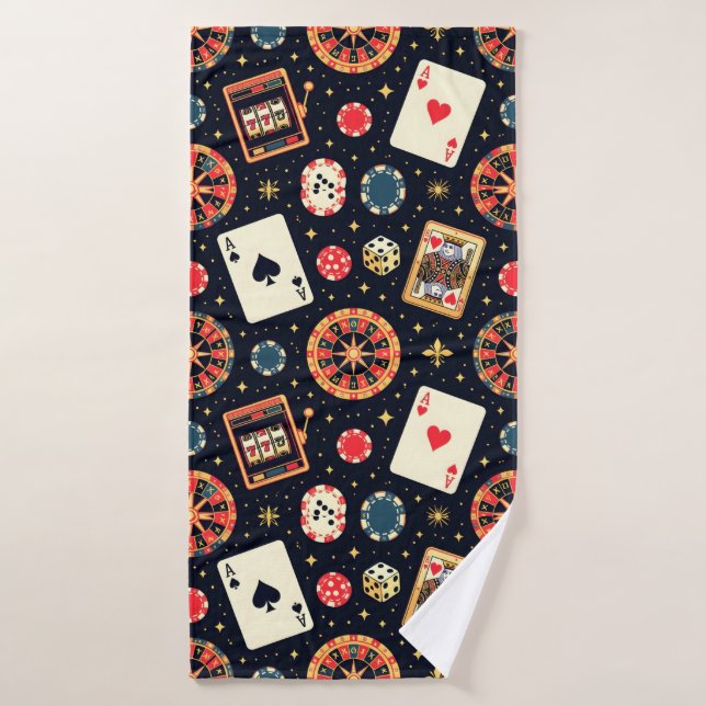 Thème de motif de casino sur fond noir (Serviette de bain)