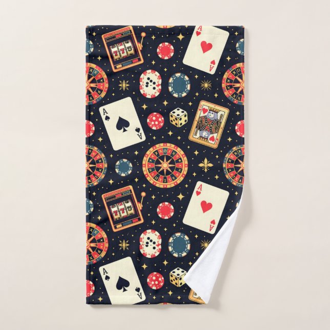 Thème de motif de casino sur fond noir (Serviette à main)