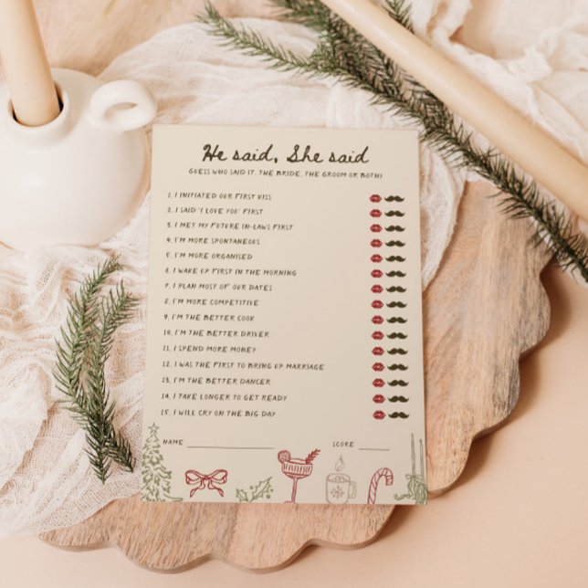 Thème de Noël Téléchargé Il a dit Elle a dit Carte (Créateur téléchargé)