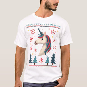 Thème de Noël Tricoté Licorne T-Shirt Licornes (