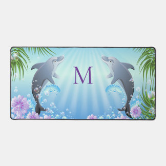 Thème de plage océanique avec dauphins et monogram